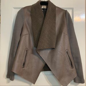 Forever 21 faux coffee suede sherpa lined open coat